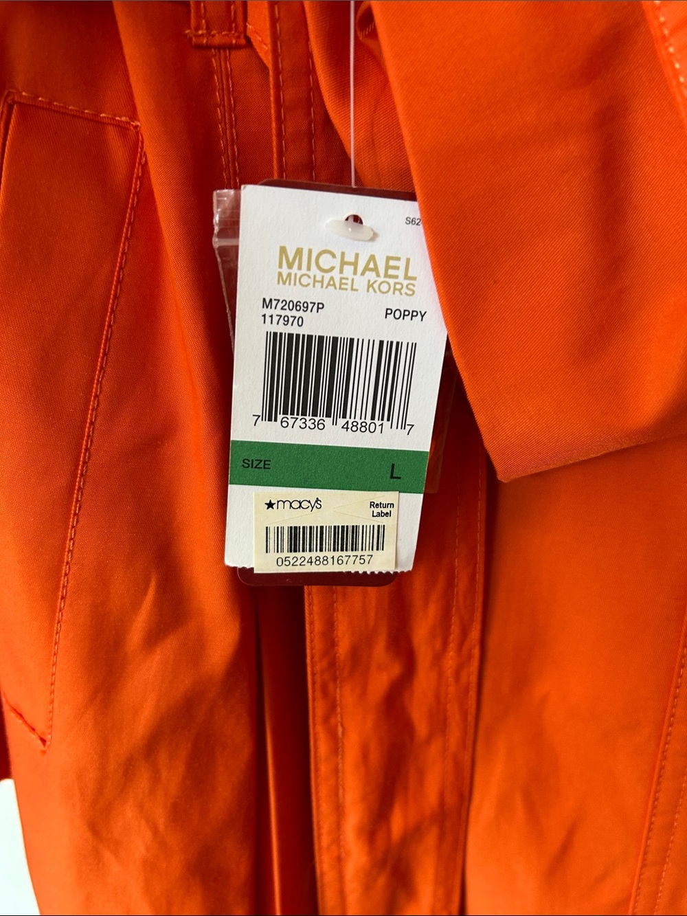 MICHAEL Michael Kors Orange Trench Coat with Waist Tie - Picture 2 of 3